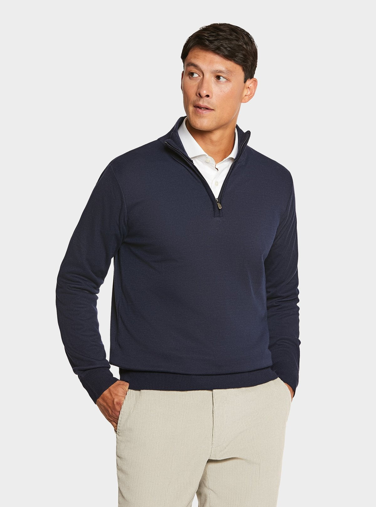 Maglia mezza zip tinta unita-0