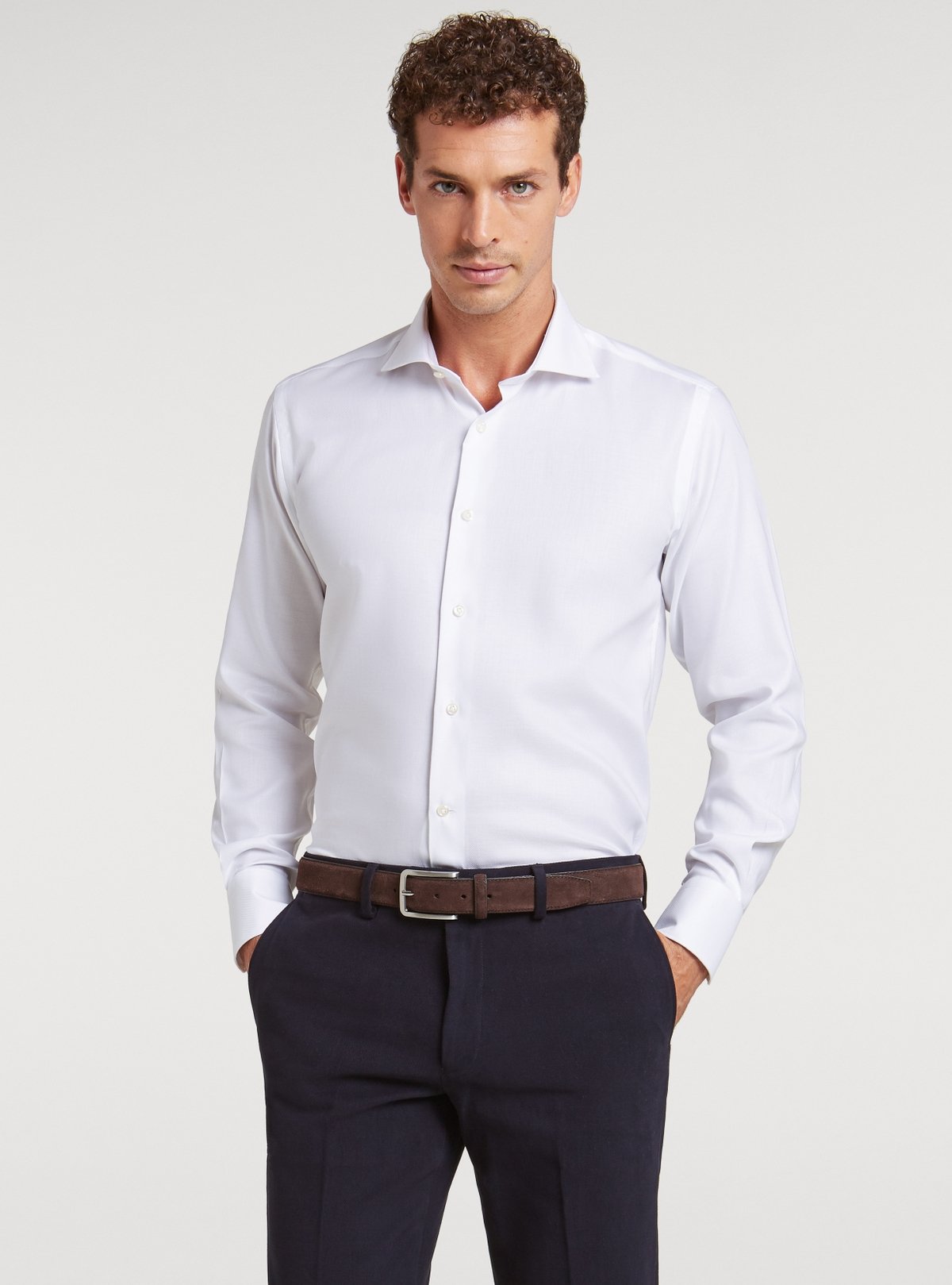 Chemise en coton à tissage diagonal