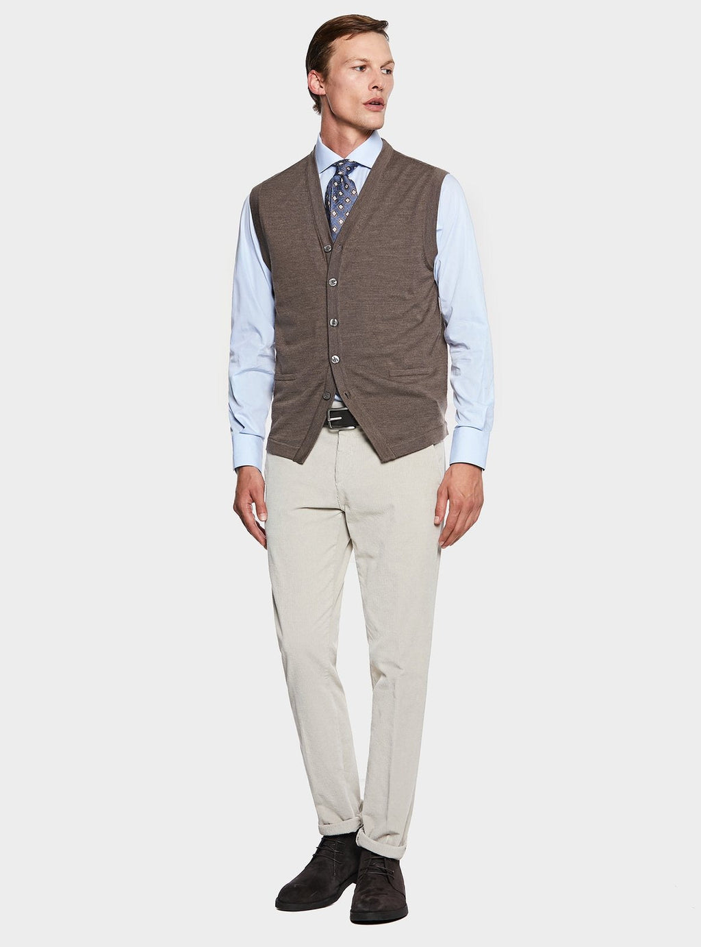 Gilet boutonné en laine mérinos