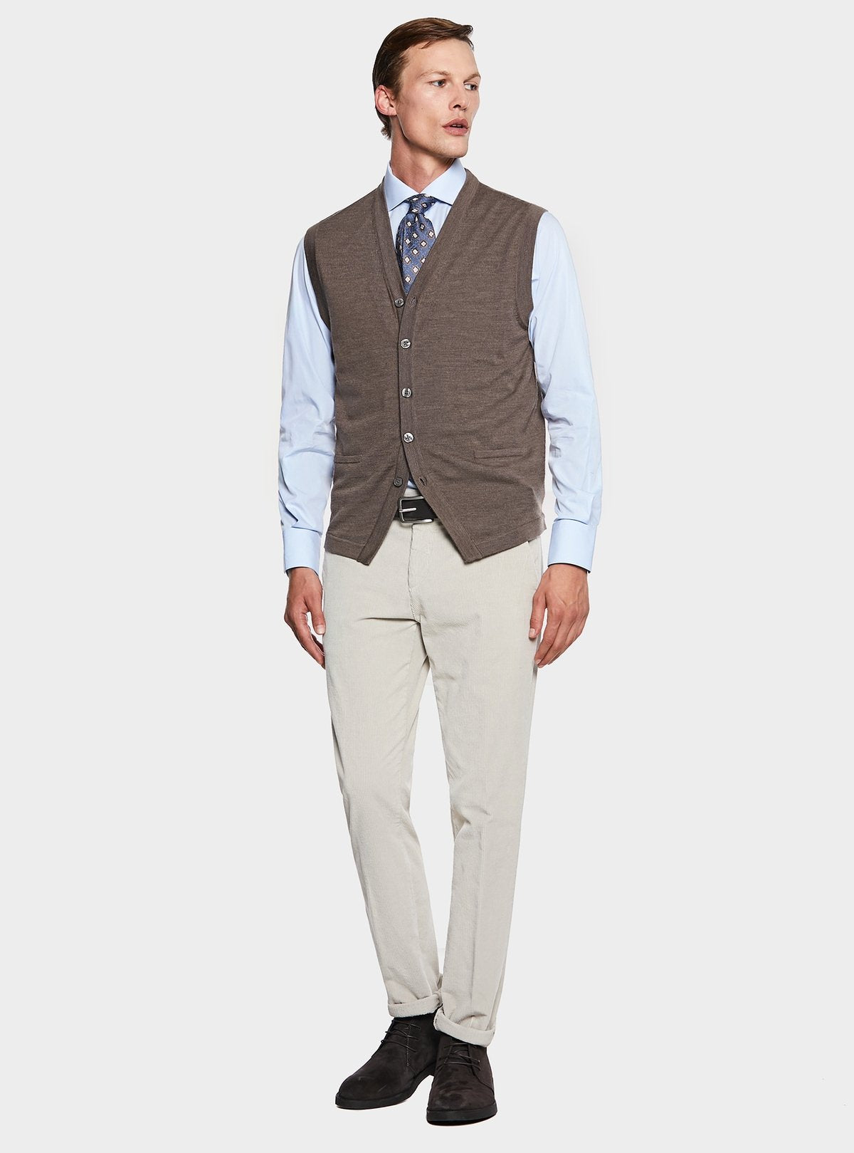 Gilet boutonné en laine mérinos