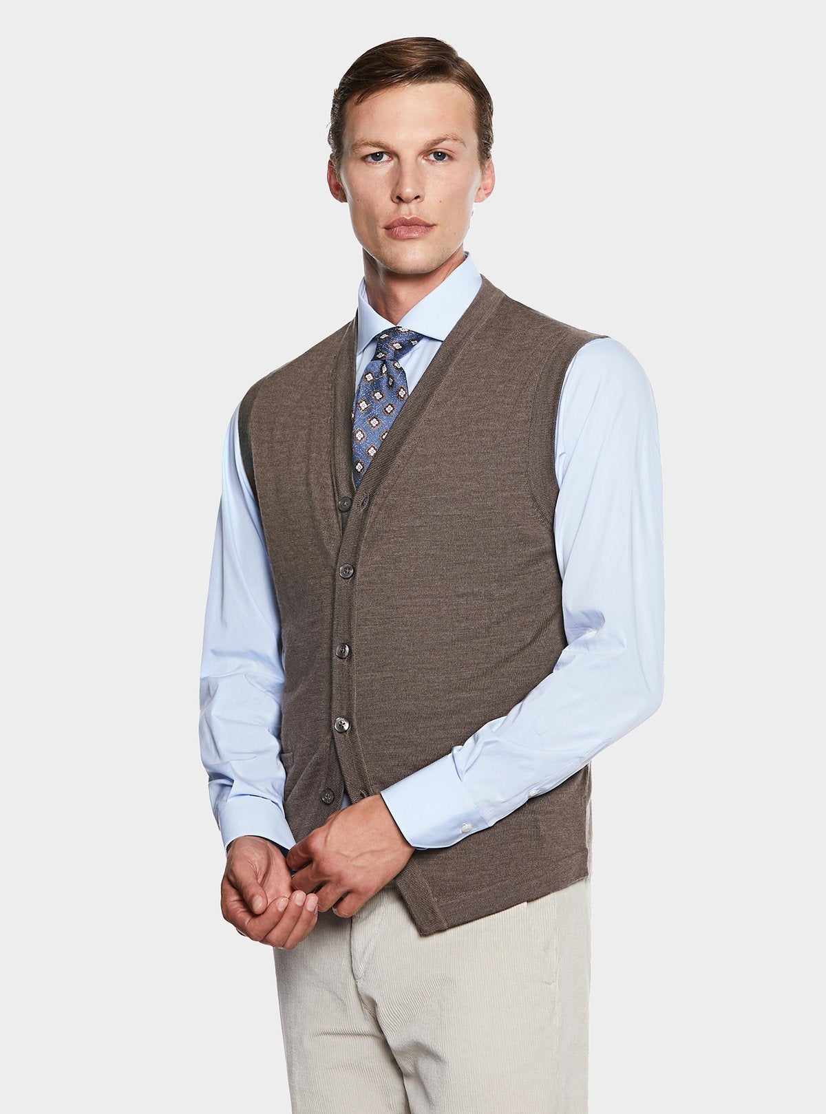 Gilet boutonné en laine mérinos