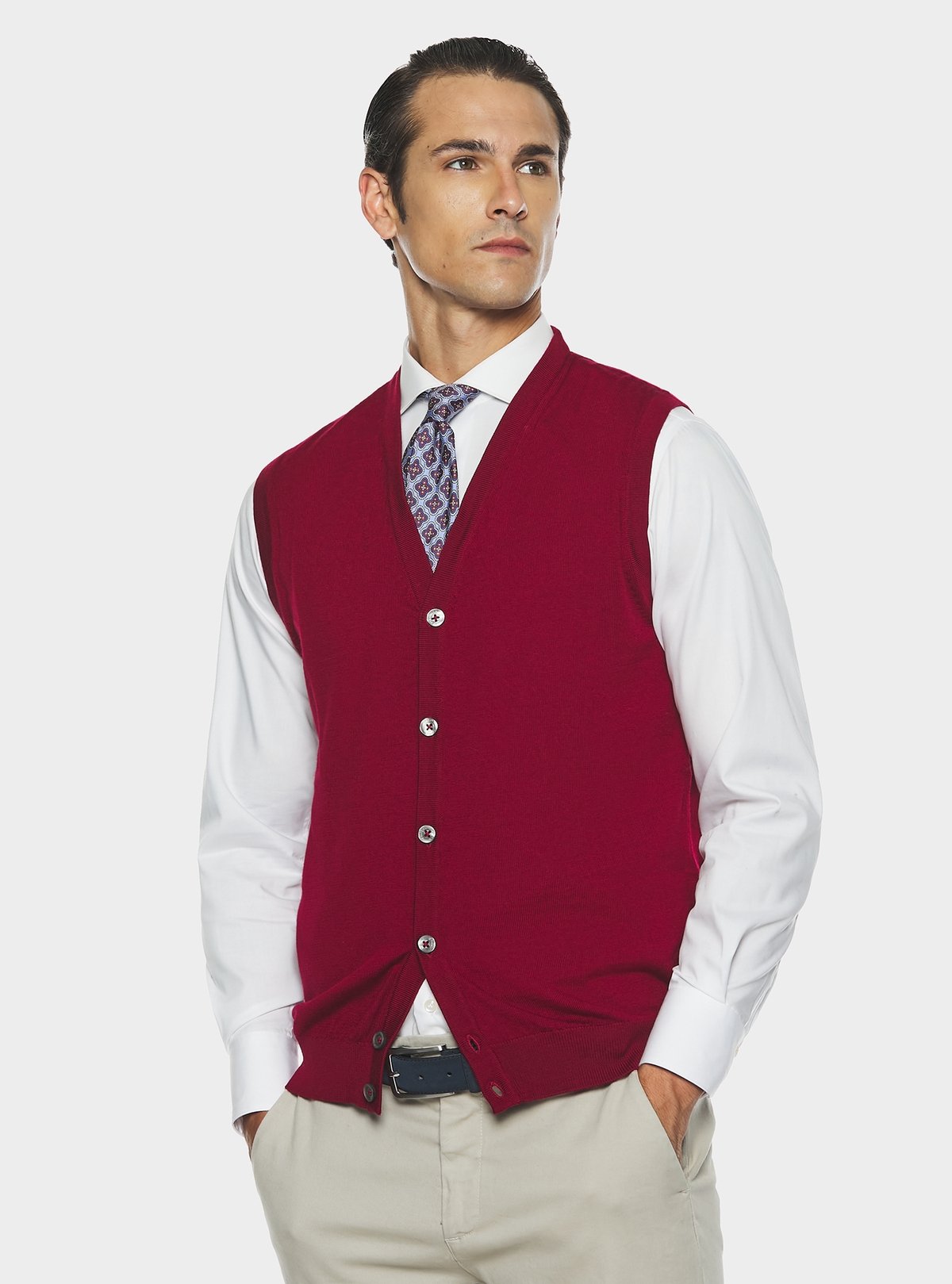 Gilet boutonné en laine mérinos