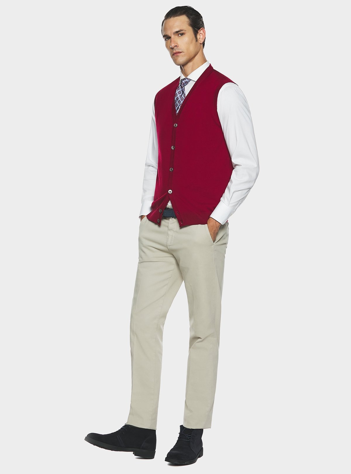 Gilet boutonné en laine mérinos