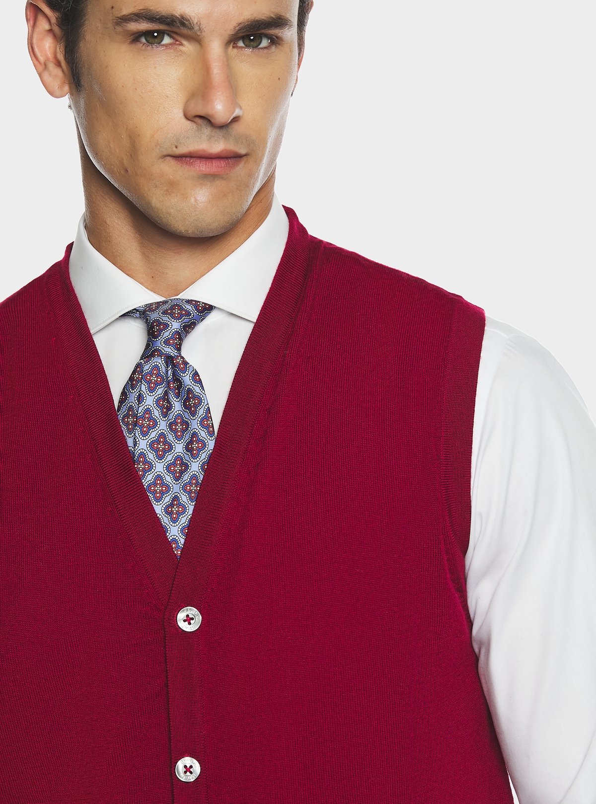 Gilet boutonné en laine mérinos