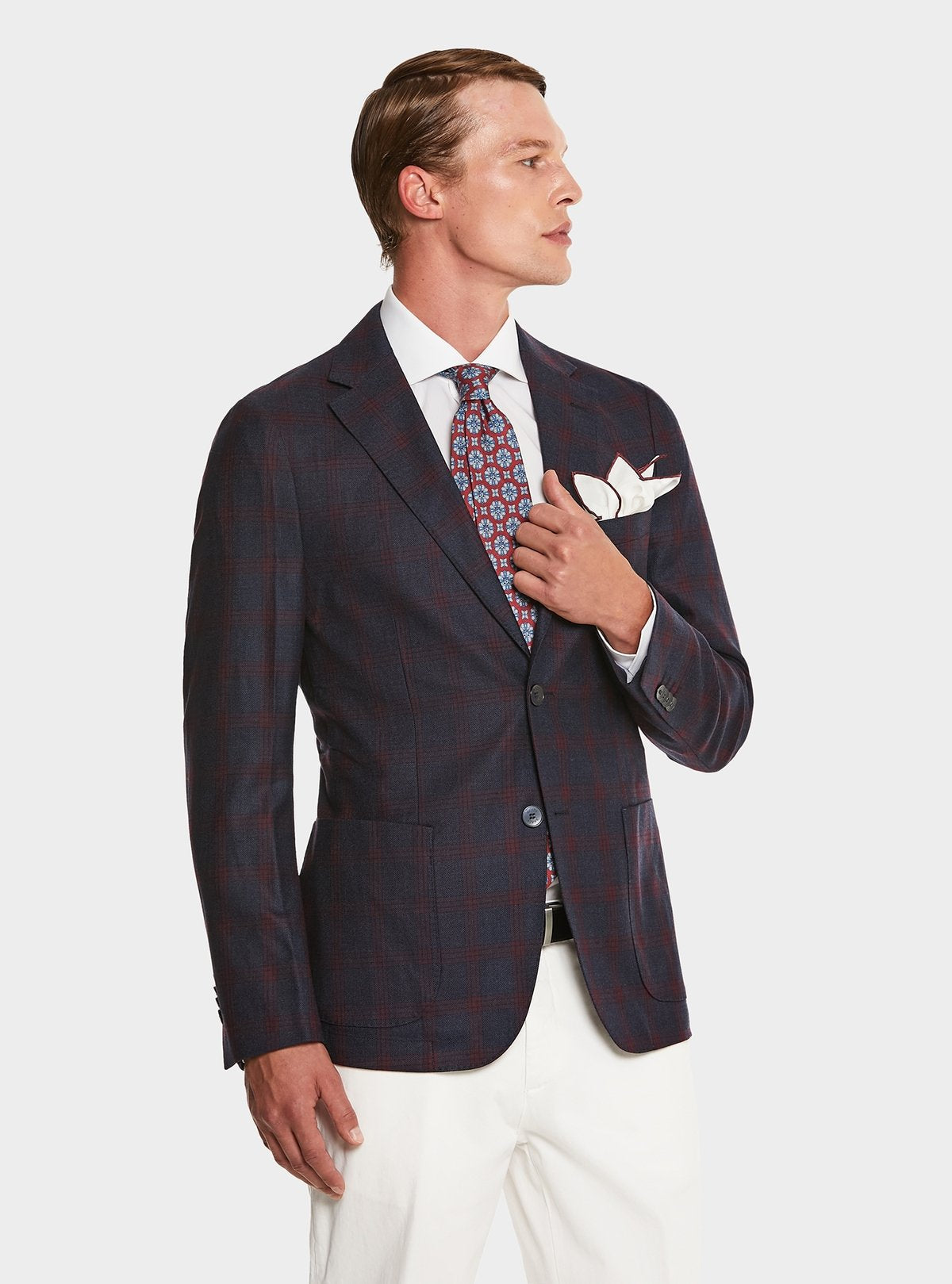Veste à carreaux bleus en pure laine