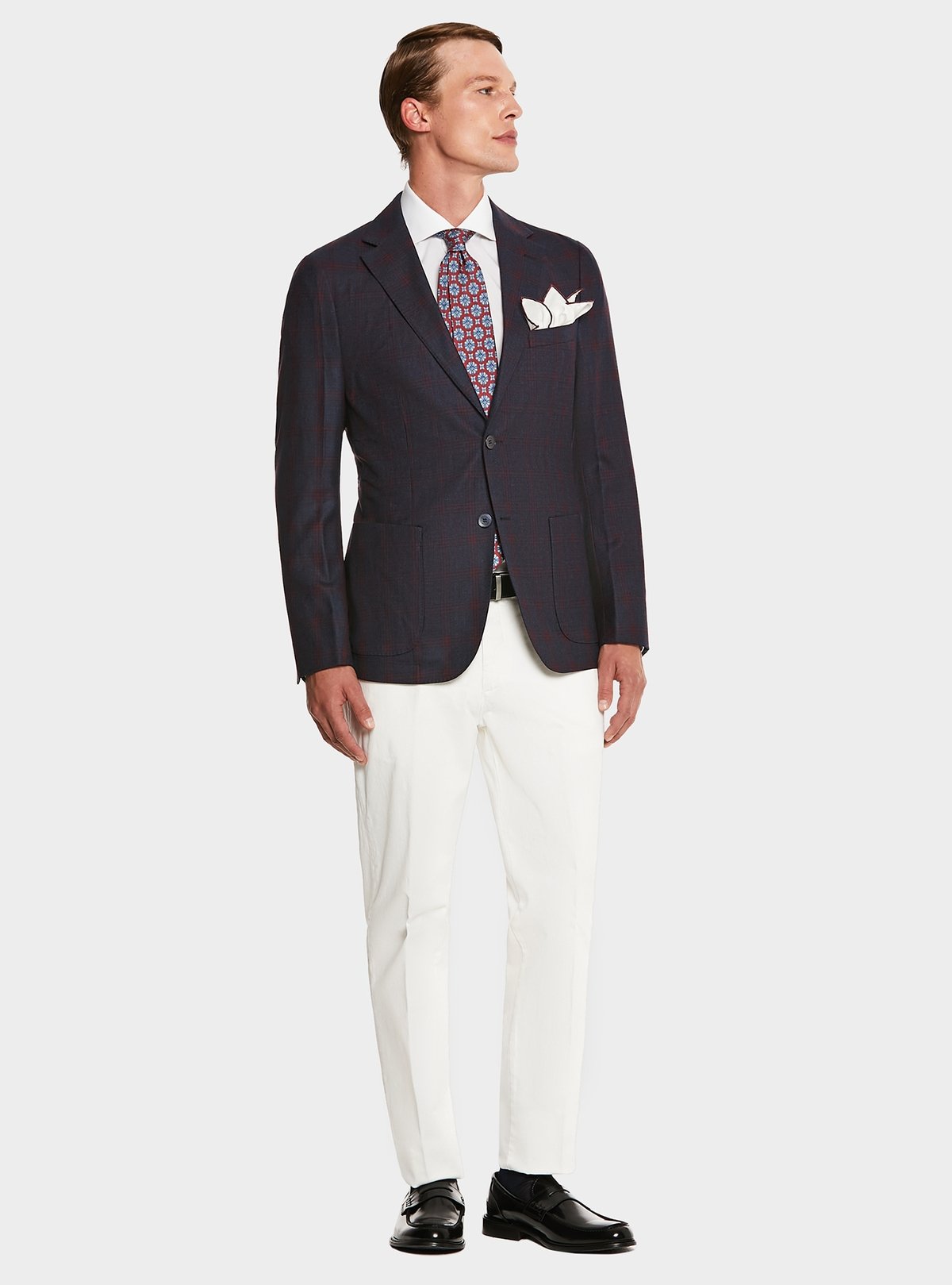 Veste à carreaux bleus en pure laine