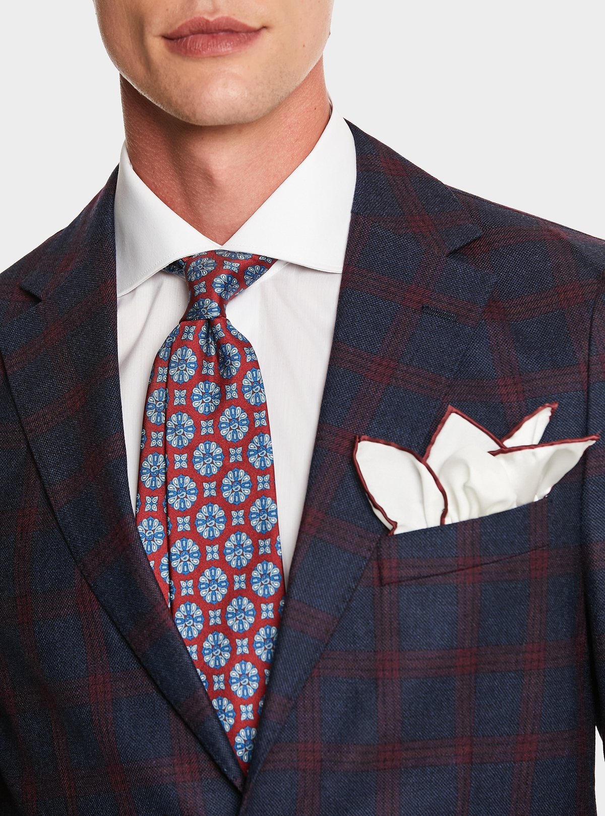 Veste à carreaux bleus en pure laine
