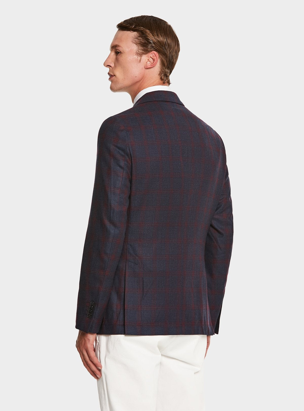 Veste à carreaux bleus en pure laine