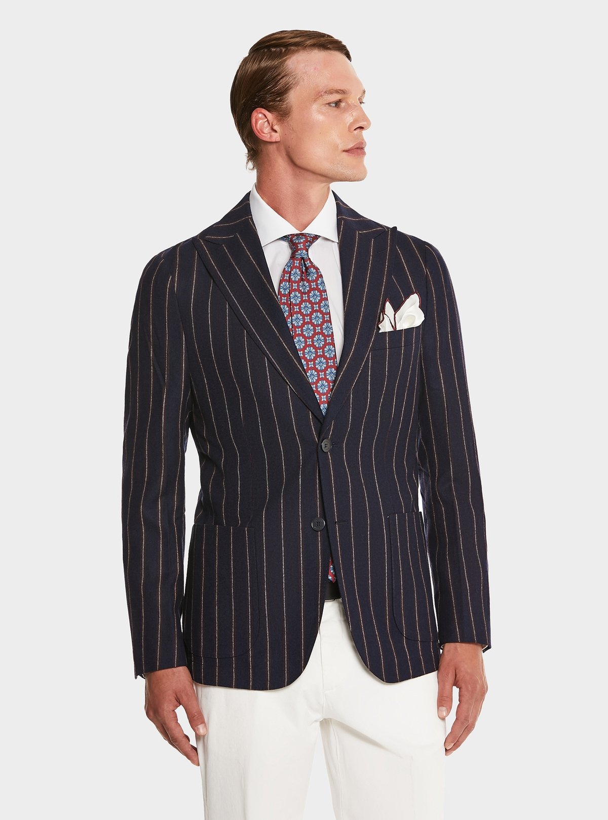 Veste bleue à rayures en pure laine