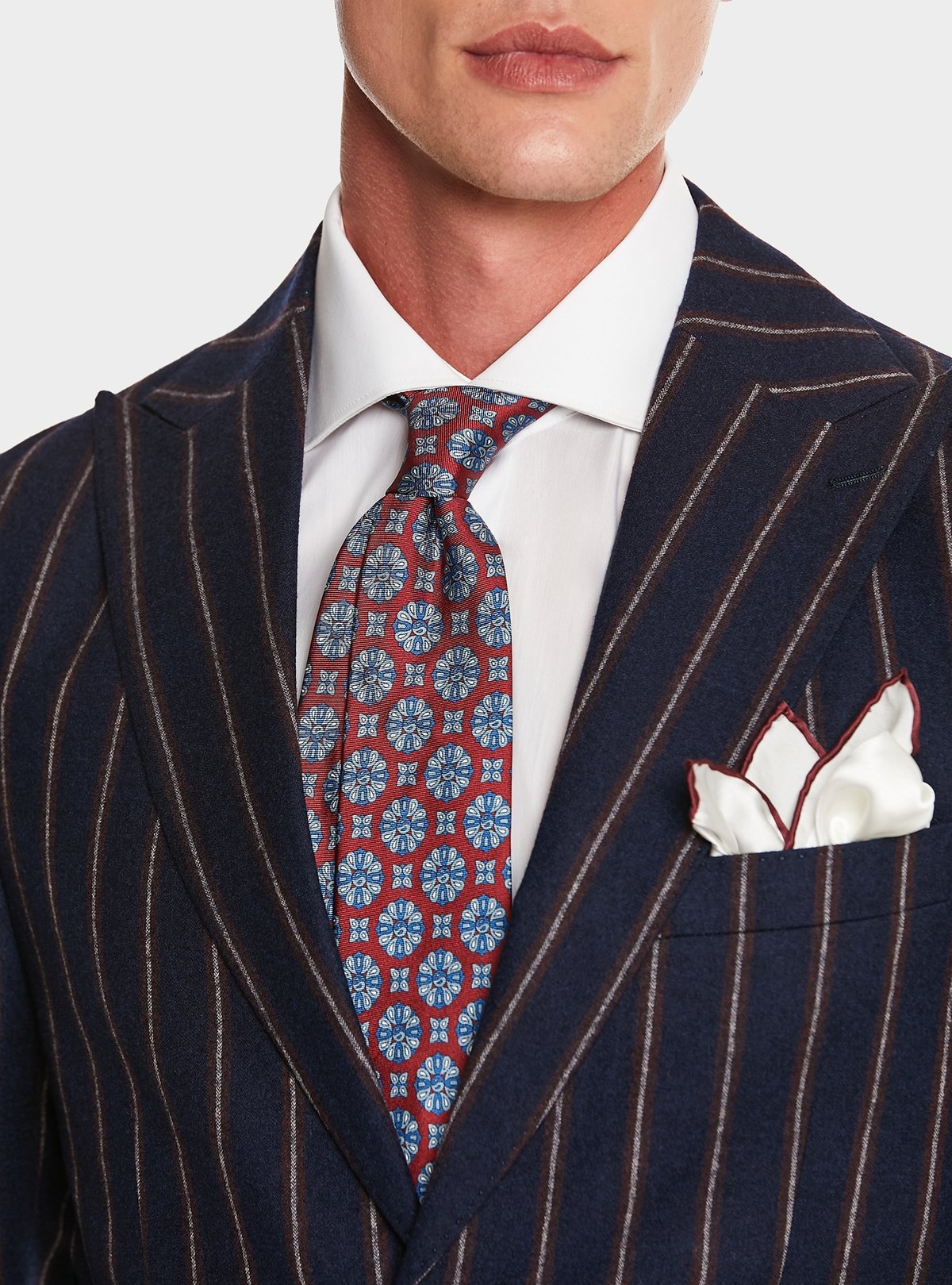 Veste bleue à rayures en pure laine