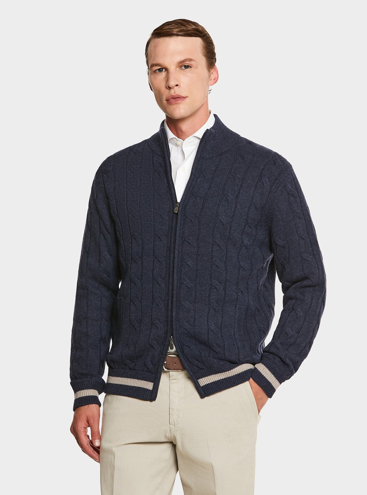 Cardigan en maille torsadée en laine et de cachemire