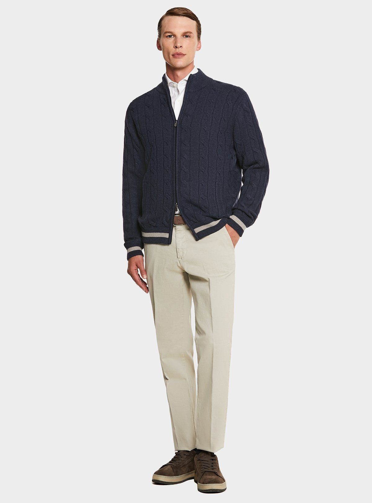 Cardigan en maille torsadée en laine et de cachemire