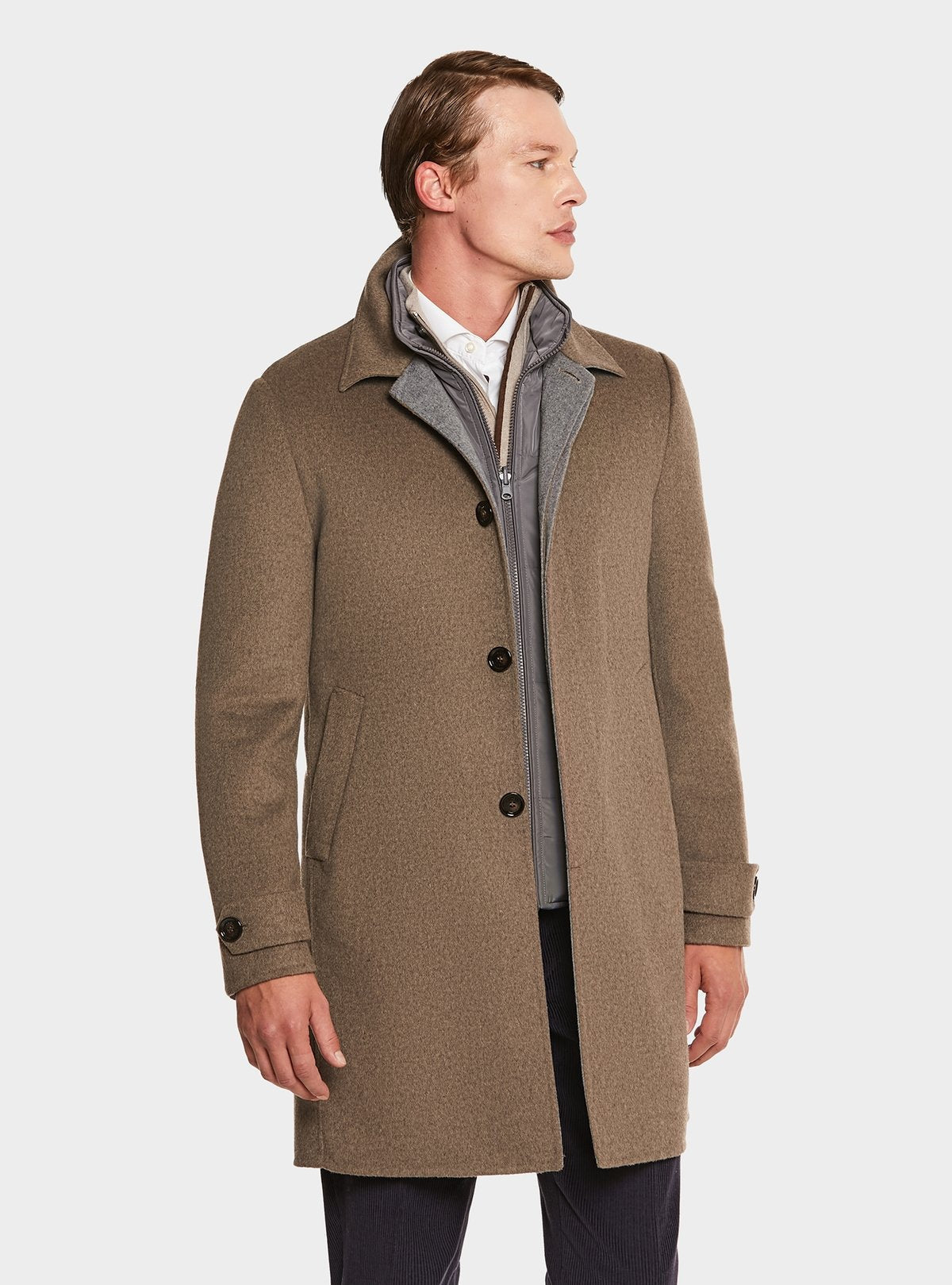Manteau en laine et de cachemire avec gilet