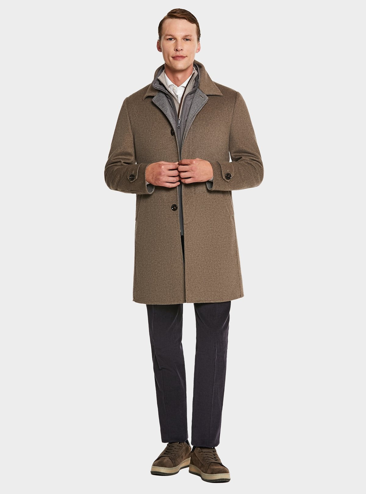 Manteau en laine et de cachemire avec gilet