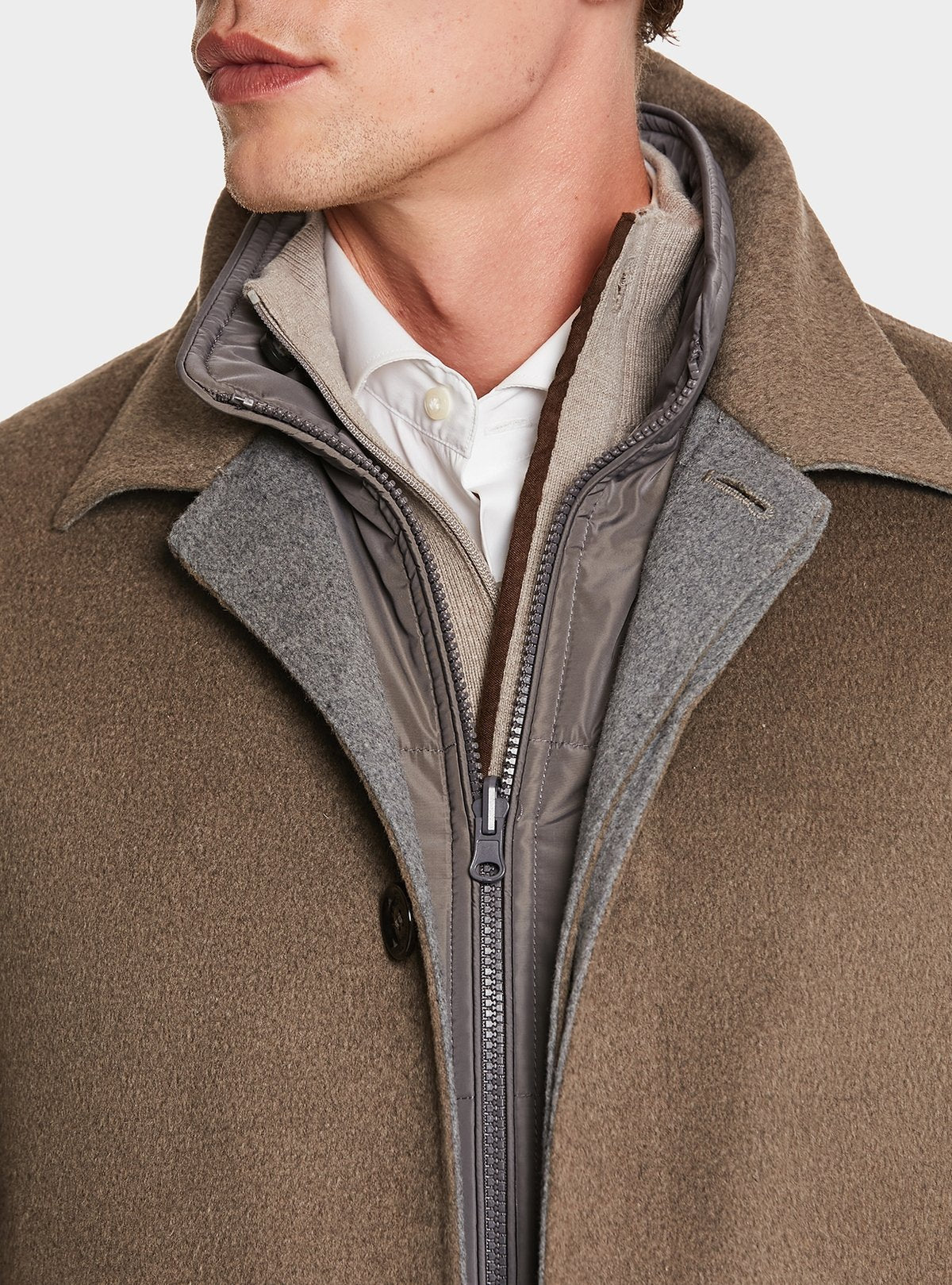 Manteau en laine et de cachemire avec gilet