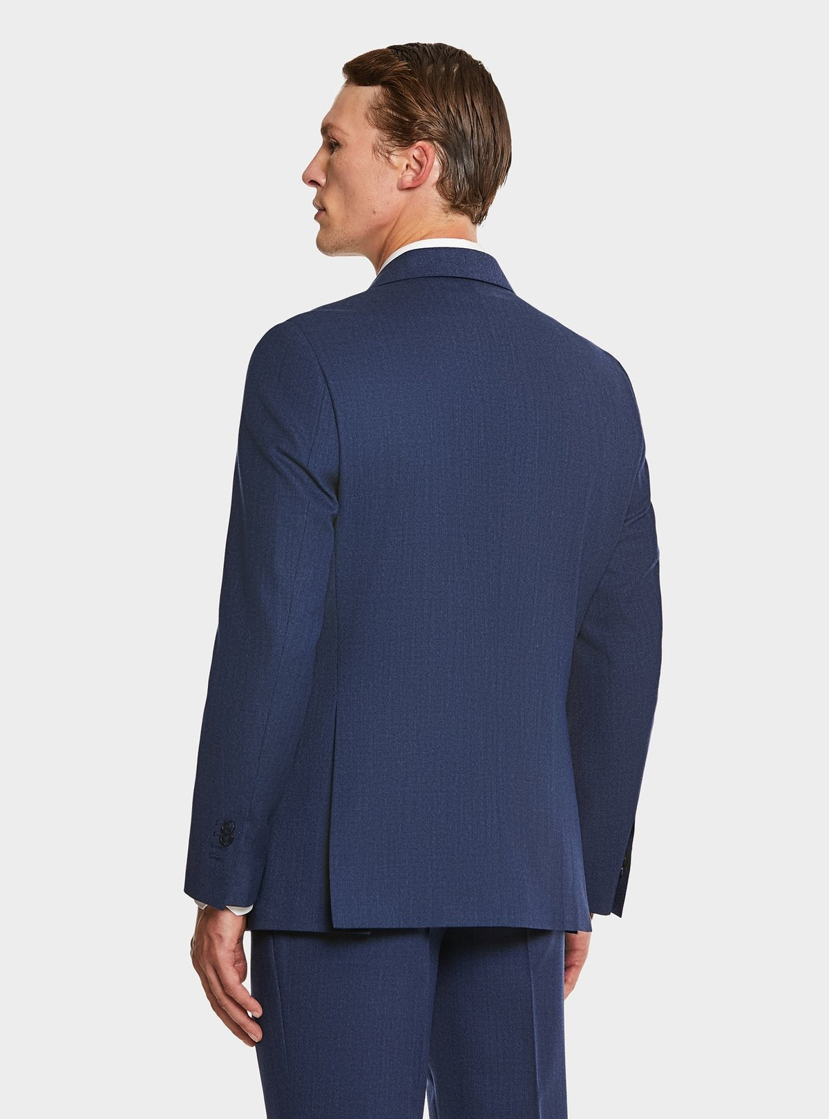 Costume classique à simple boutonnage en laine bleue