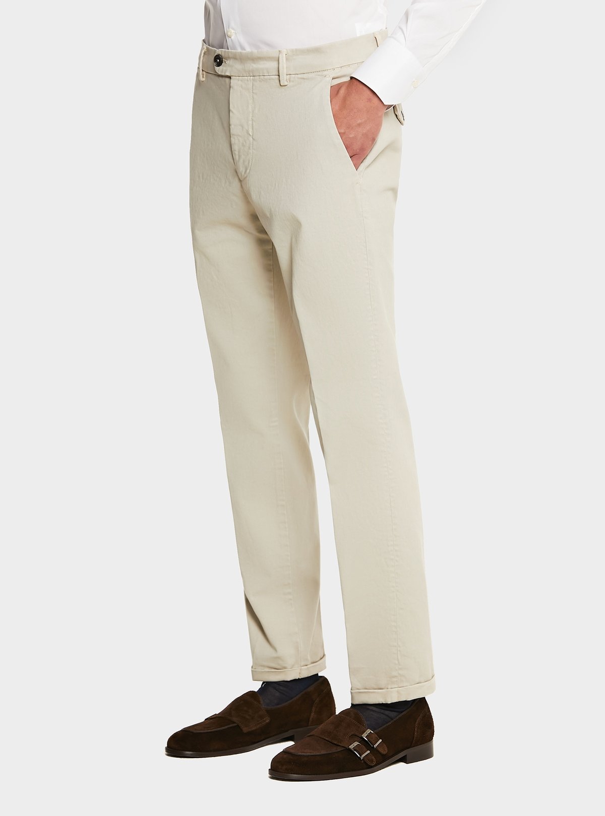 Pantalon chino en coton stretch avec poche américaine