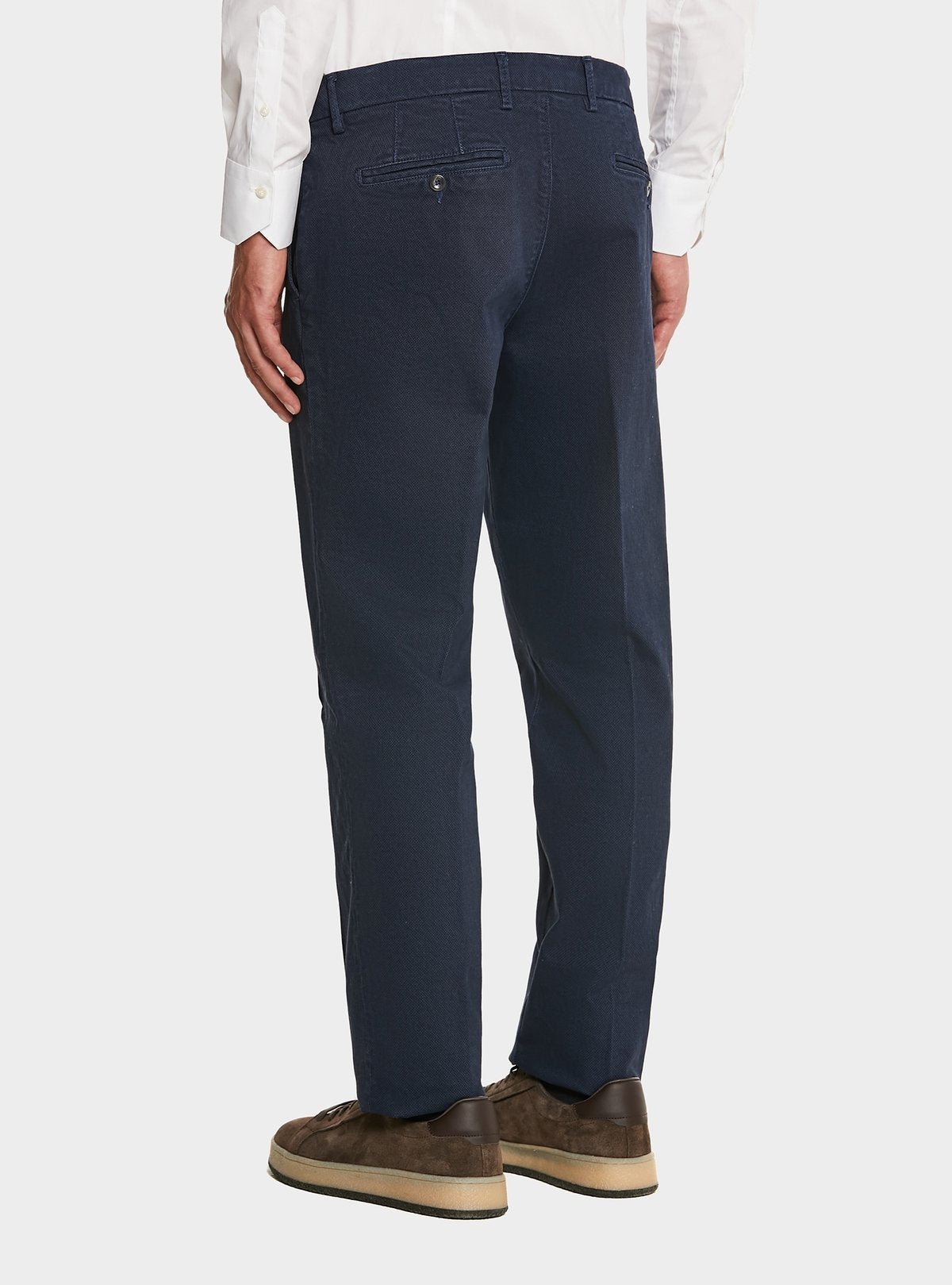 Pantalon en coton stretch avec poche américaine et micro motif