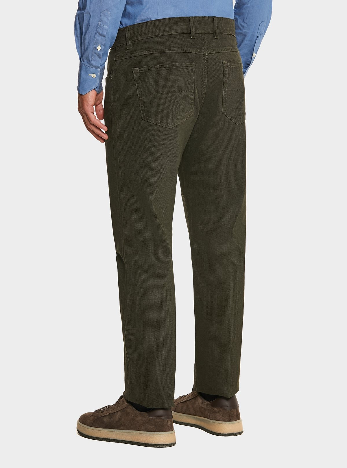Pantalon 5 poches en coton stretch à micro-motif
