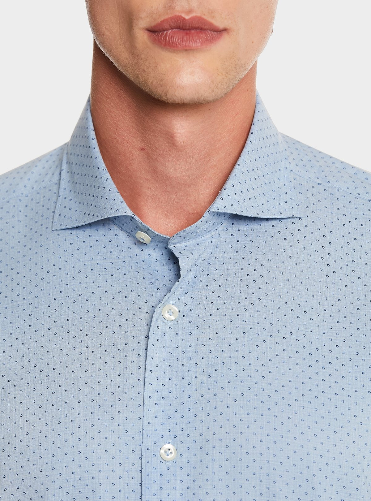 Chemise col en coton à micro-motifs