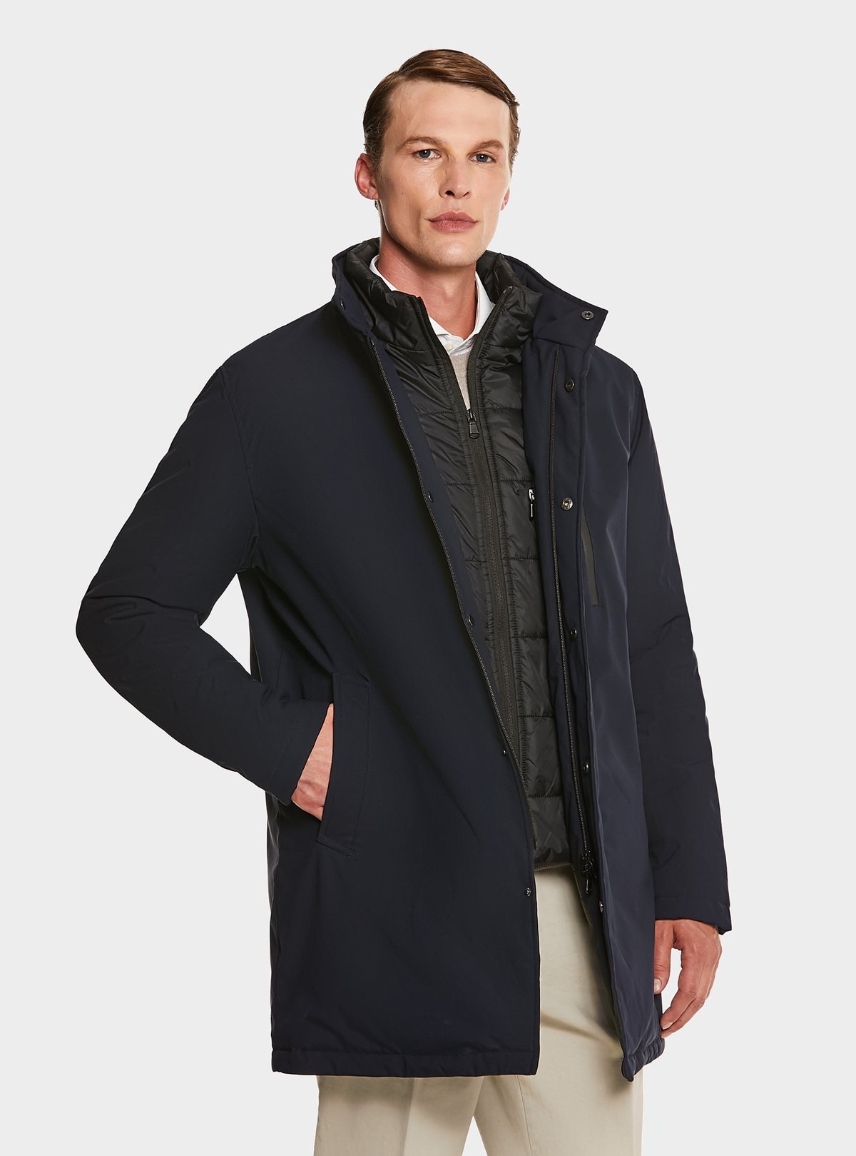 Veste longue avec plastron