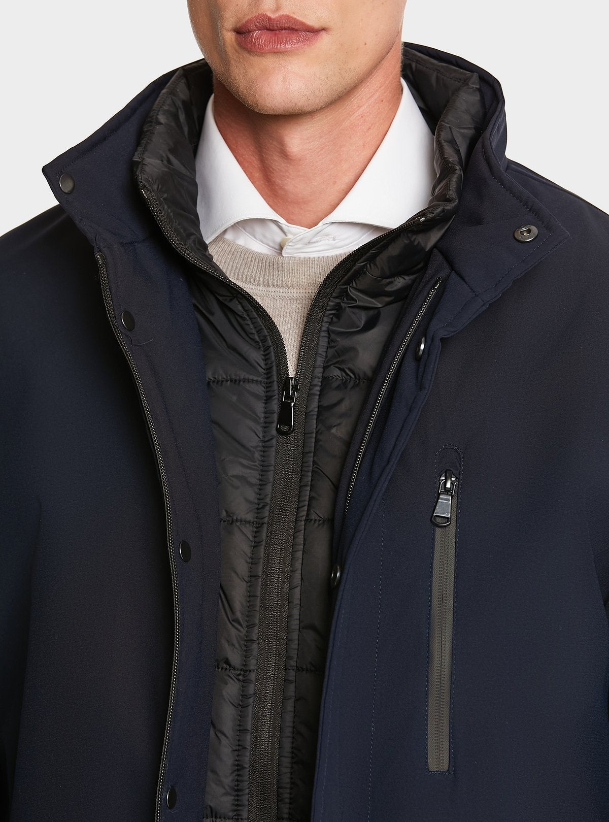 Veste longue avec plastron