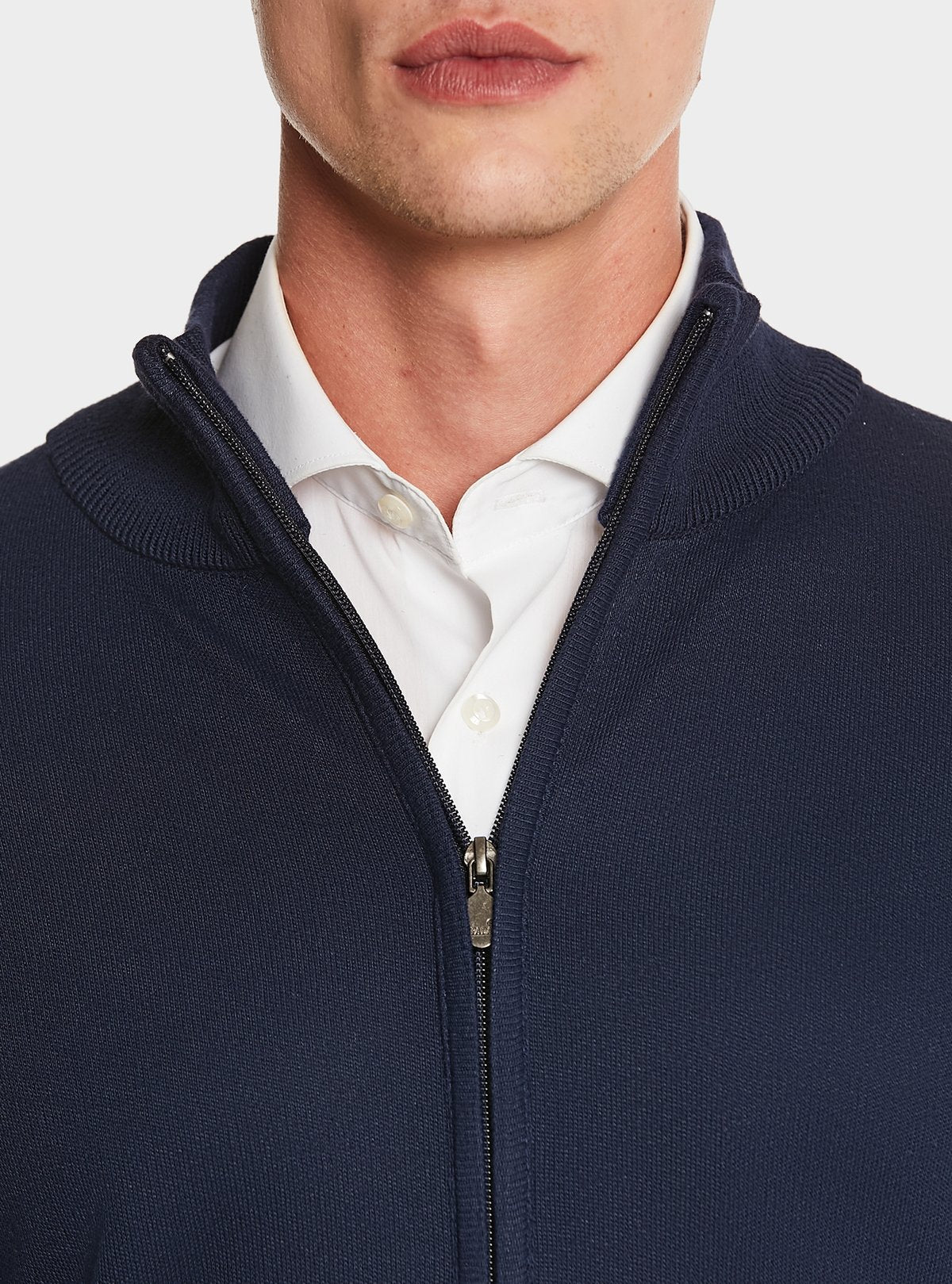 Cardigan con zip tinta unita-2