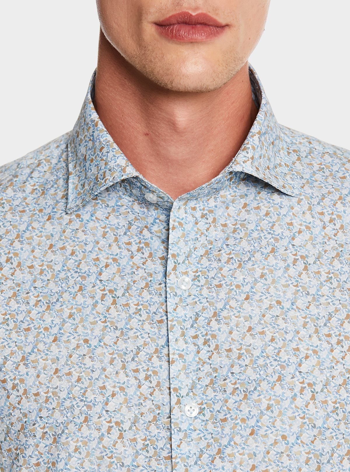 Chemise à motifs en pur coton avec col