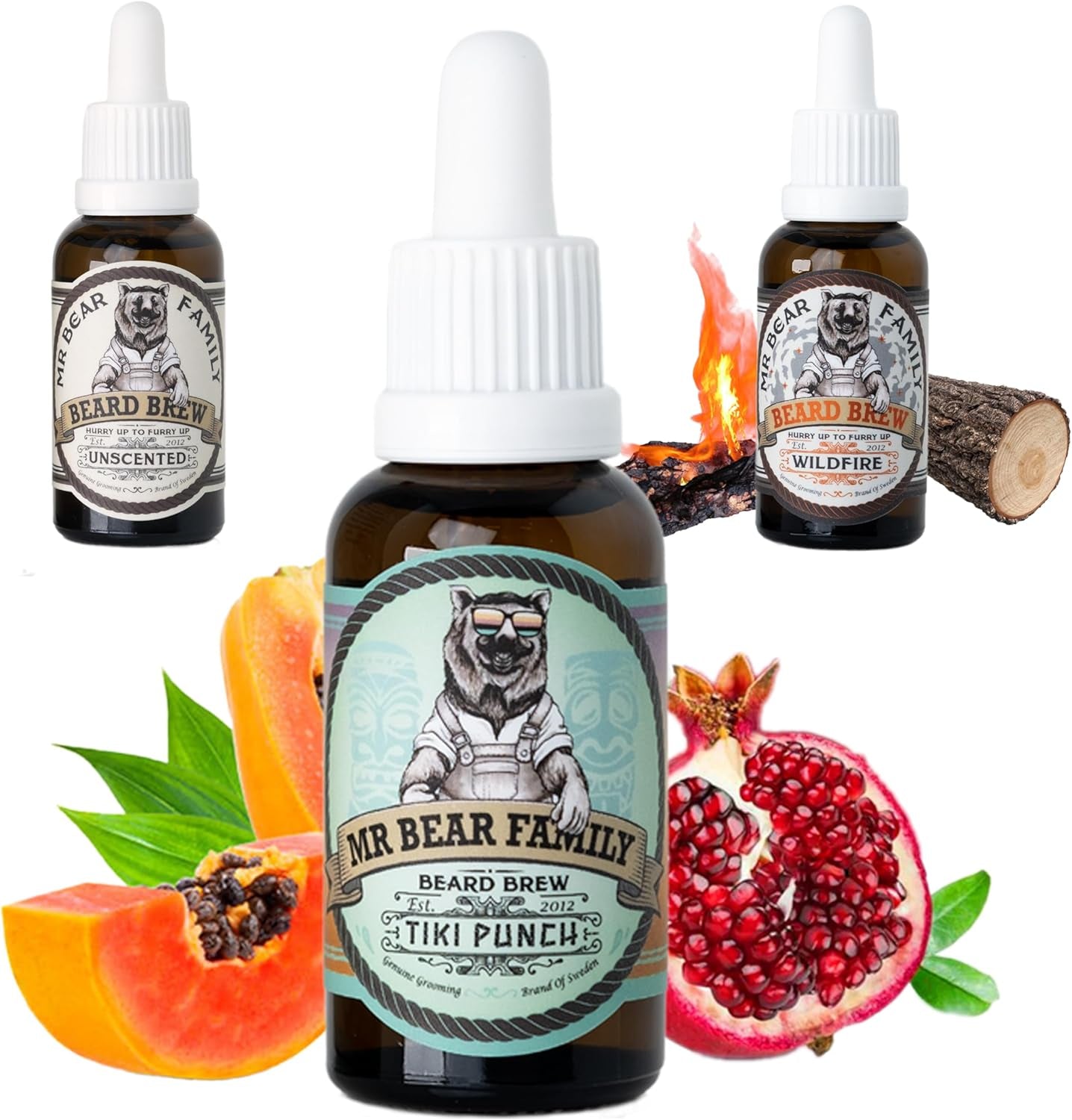 Huile Barbe Hommes - Tiki Punch - Entretient Et Hydrate La Barbe - Huile Nourrissante À L’Huile De Jojoba & D’Argan - Soin Barbe Hydratant Hommes 30 Ml