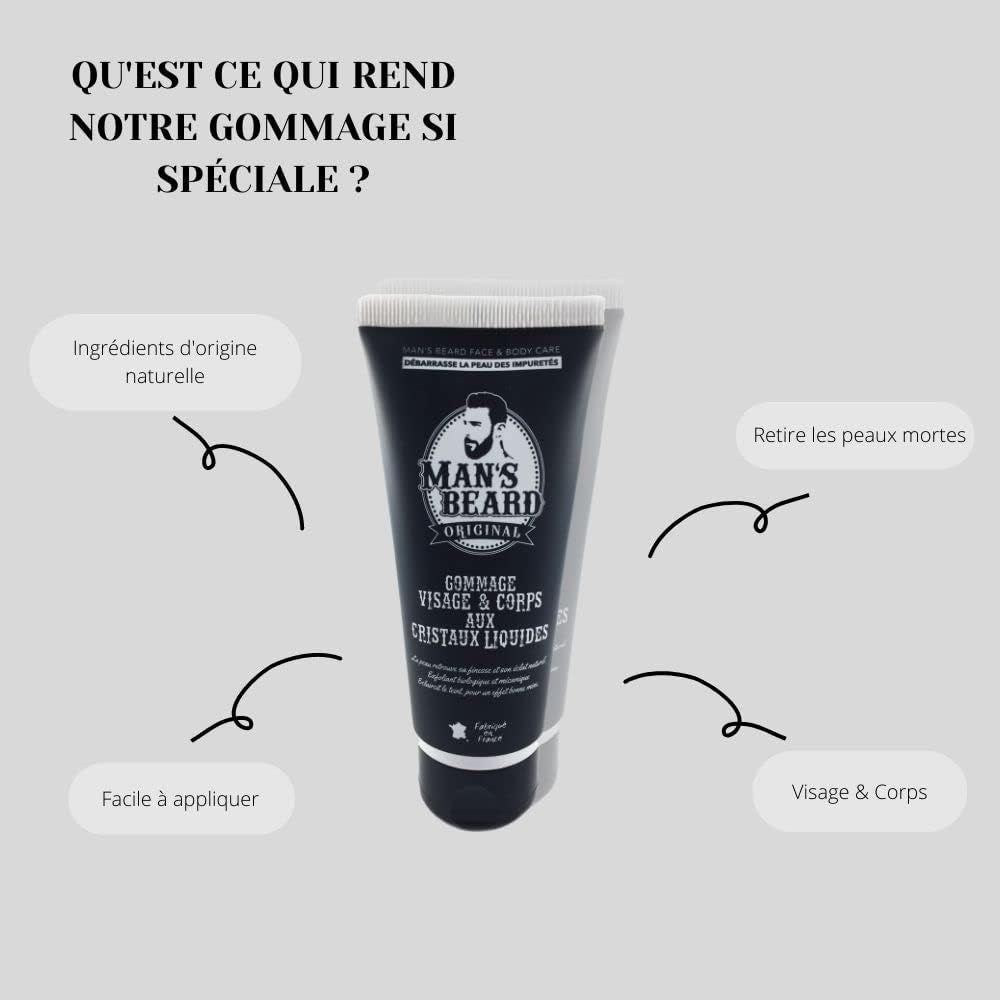 - Skincare Soin Homme- Exfoliant, Peeling Et Extracteur Point Noir- Gommage Corps Et Visage - Ingrédient D'Origine Naturelle - 100% Fabrication Française - 100 Ml
