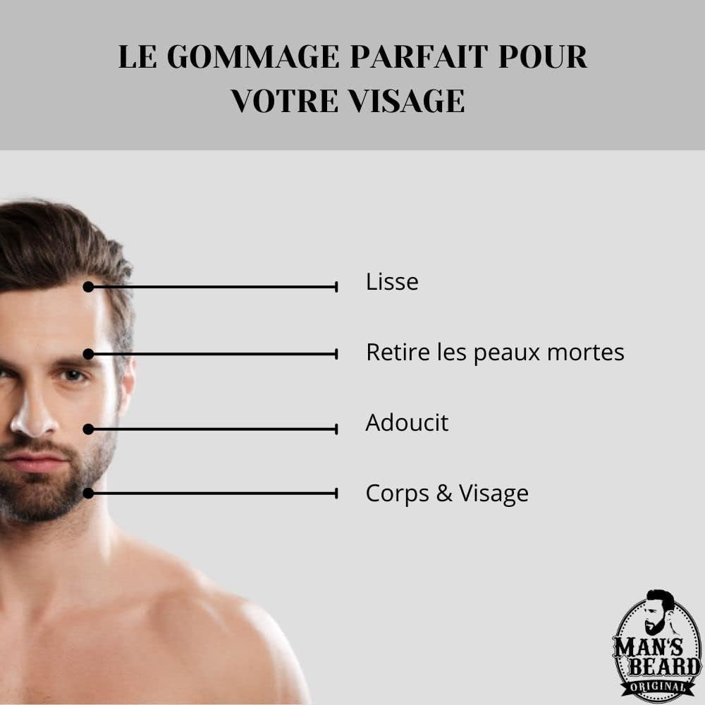 - Skincare Soin Homme- Exfoliant, Peeling Et Extracteur Point Noir- Gommage Corps Et Visage - Ingrédient D'Origine Naturelle - 100% Fabrication Française - 100 Ml