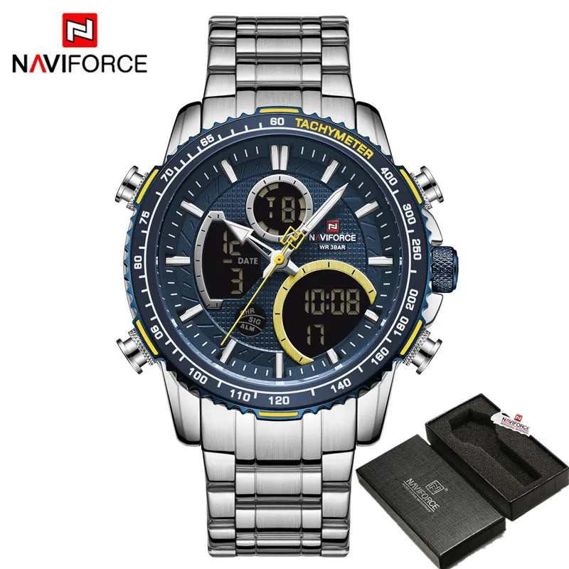 Fashion Men Watch Luxury Brand Sport Watch for Men Chronograph Quartz Wristwatch Military Waterproof Steel Band Clock