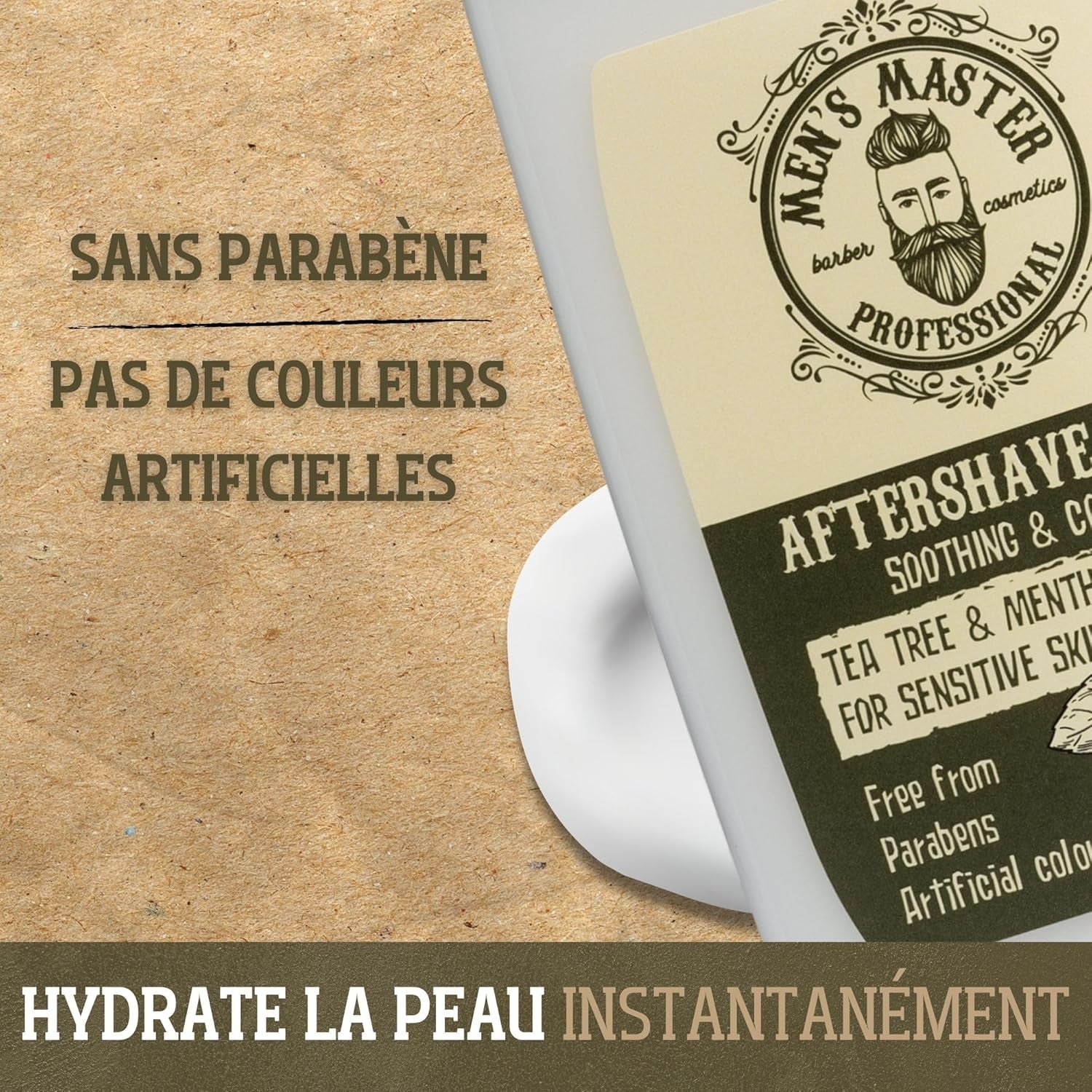 Baume Après-Rasage Au Thé Vert Et Au Menthol | Après-Rasage Pour Hommes | Baume Barbe Homme | Produit Après-Rasage | Hydratant Et Nourrissant | Soin Barbe Homme | Sans Paraben | 120 ML