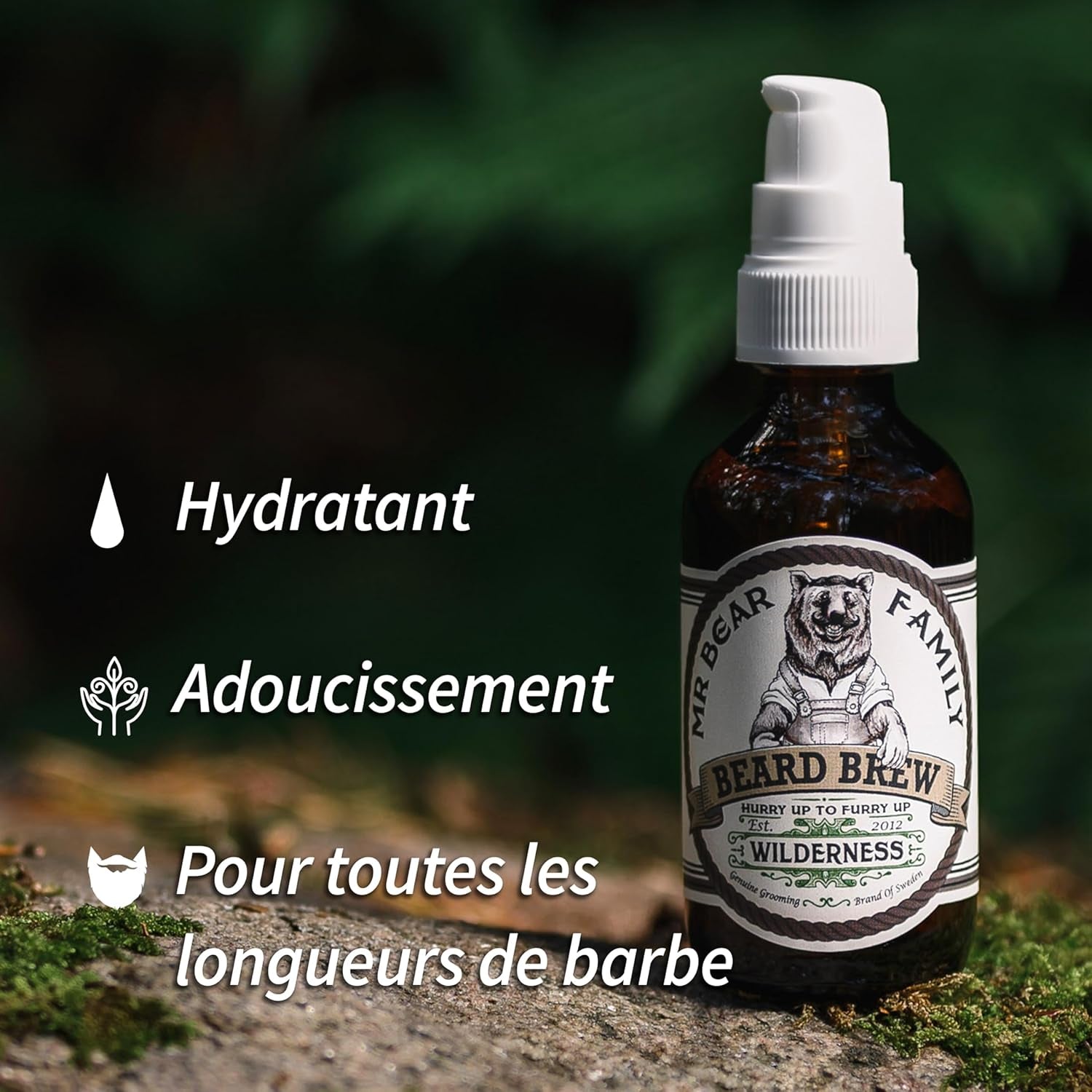 Huile Barbe Hommes - Nature - Entretient La Barbe - Huile Pour Pousse De La Barbe Hydratante À L’Huile De Jojoba & D’Argan - Huile À Barbe Hommes - Soin Barbe Hydratant Hommes 60 Ml