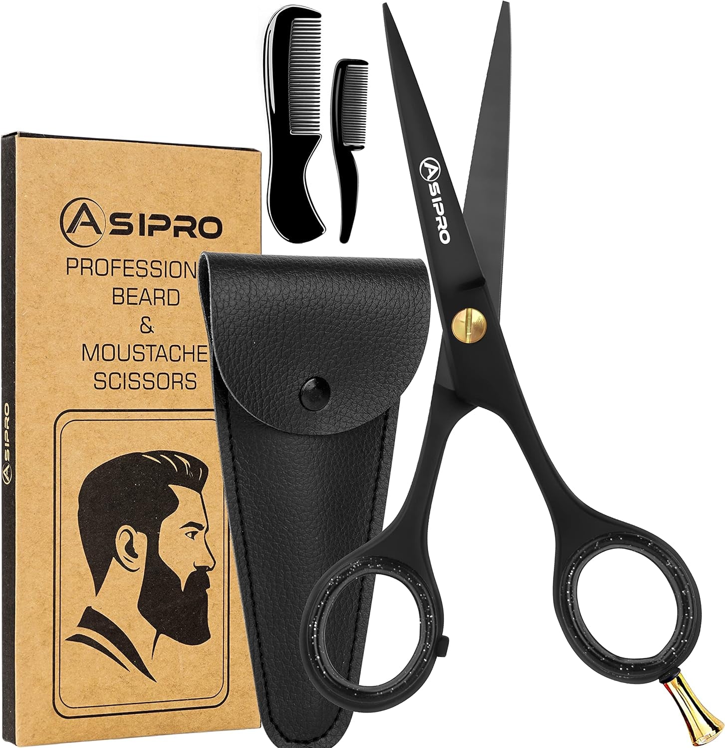 Ciseaux Barbe Et Moustache Ensemble Comprenant Peigne Barbe Et Peigne Moustache Avec Étui De Transport, Beard Trimming Scissors Petit Ciseaux Entretien Barbe Homme Ciseaux Moustache Homme