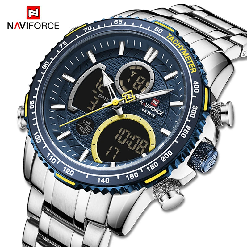 Fashion Men Watch Luxury Brand Sport Watch for Men Chronograph Quartz Wristwatch Military Waterproof Steel Band Clock
