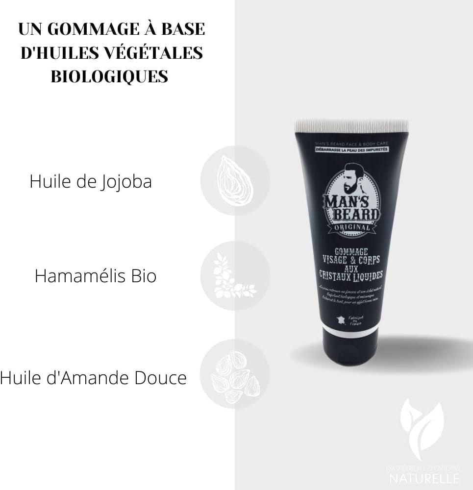 - Skincare Soin Homme- Exfoliant, Peeling Et Extracteur Point Noir- Gommage Corps Et Visage - Ingrédient D'Origine Naturelle - 100% Fabrication Française - 100 Ml