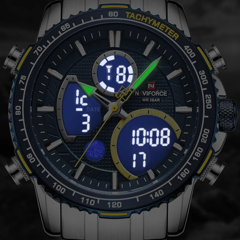 Fashion Men Watch Luxury Brand Sport Watch for Men Chronograph Quartz Wristwatch Military Waterproof Steel Band Clock